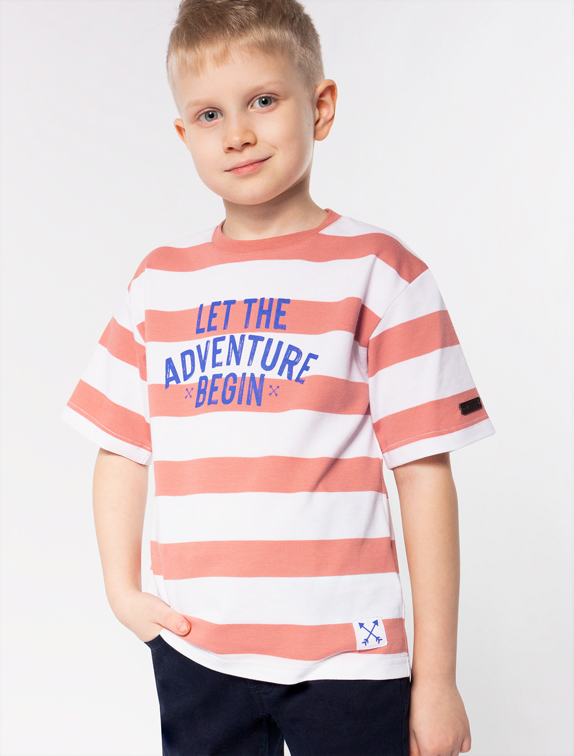 картинка Футболка для мальчика св.терракота-белый_adventure магазин Одежда+ являющийся официальным дистрибьютором в России 