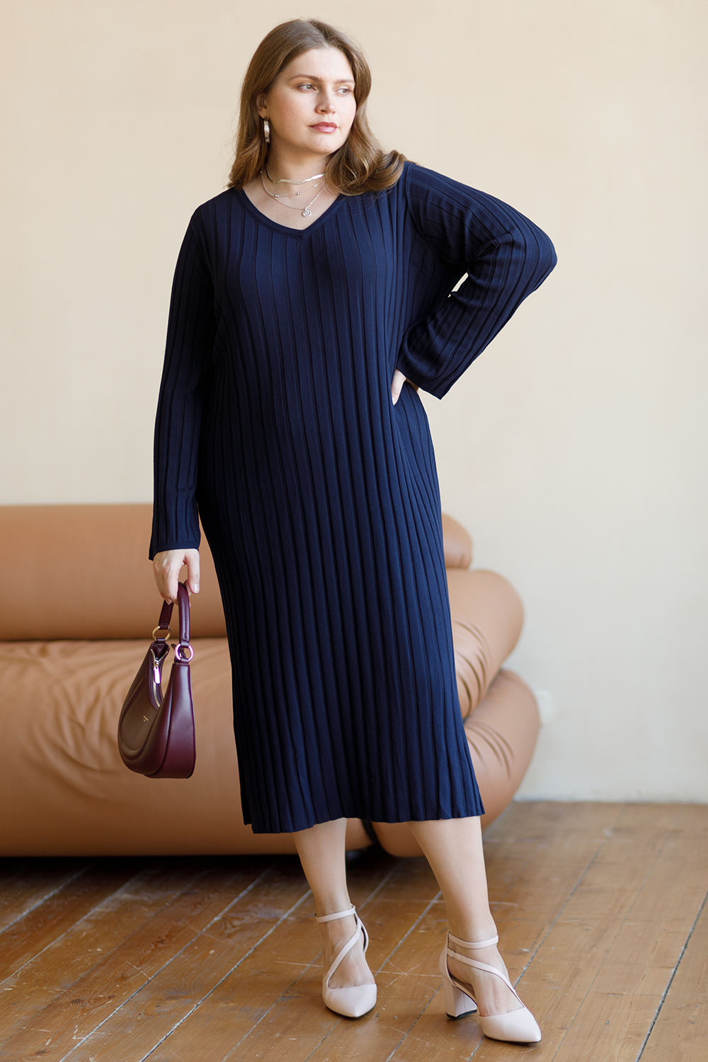 картинка Платье вязаное женское т.синий от магазина Одежда+