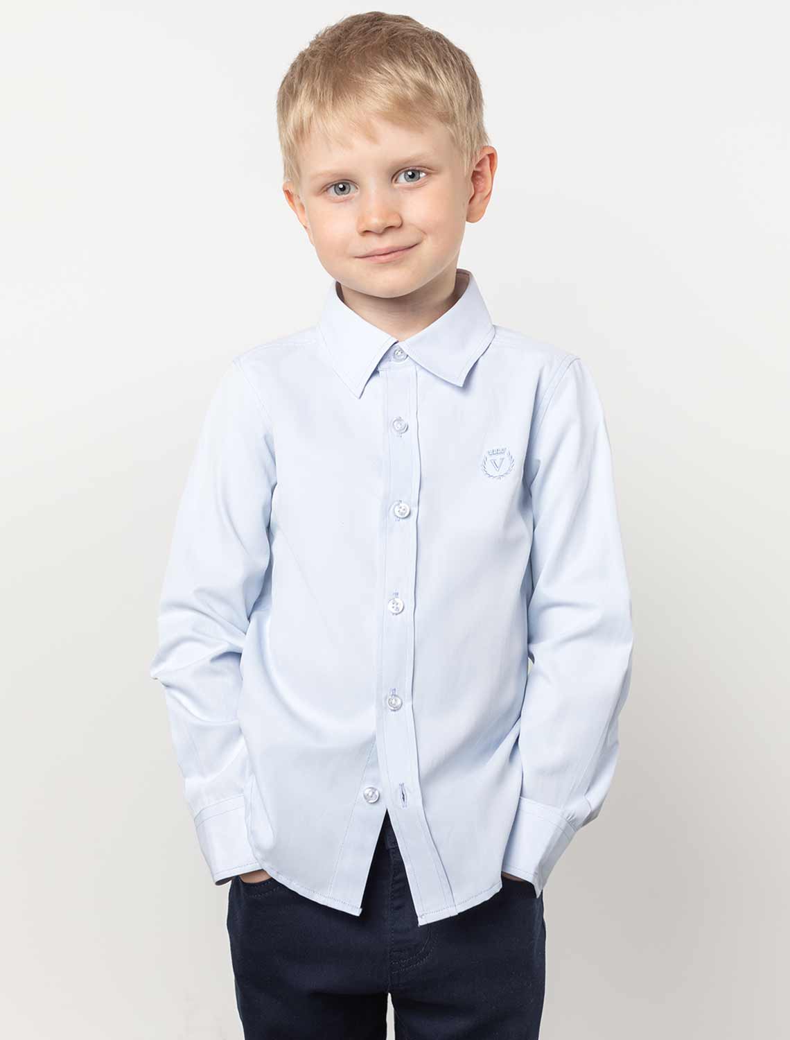 картинка Сорочка для мальчиков голубой магазин Одежда+ являющийся официальным дистрибьютором в России 