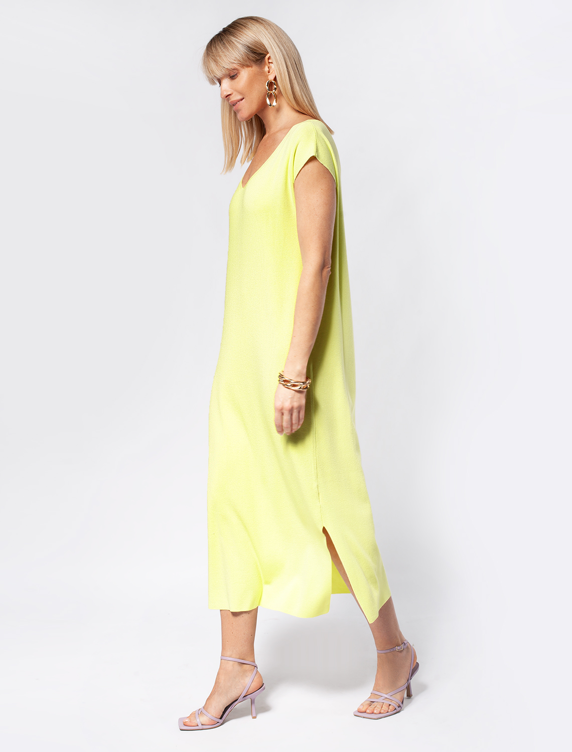 картинка Платье вязаное женское лимонный от магазина Одежда+