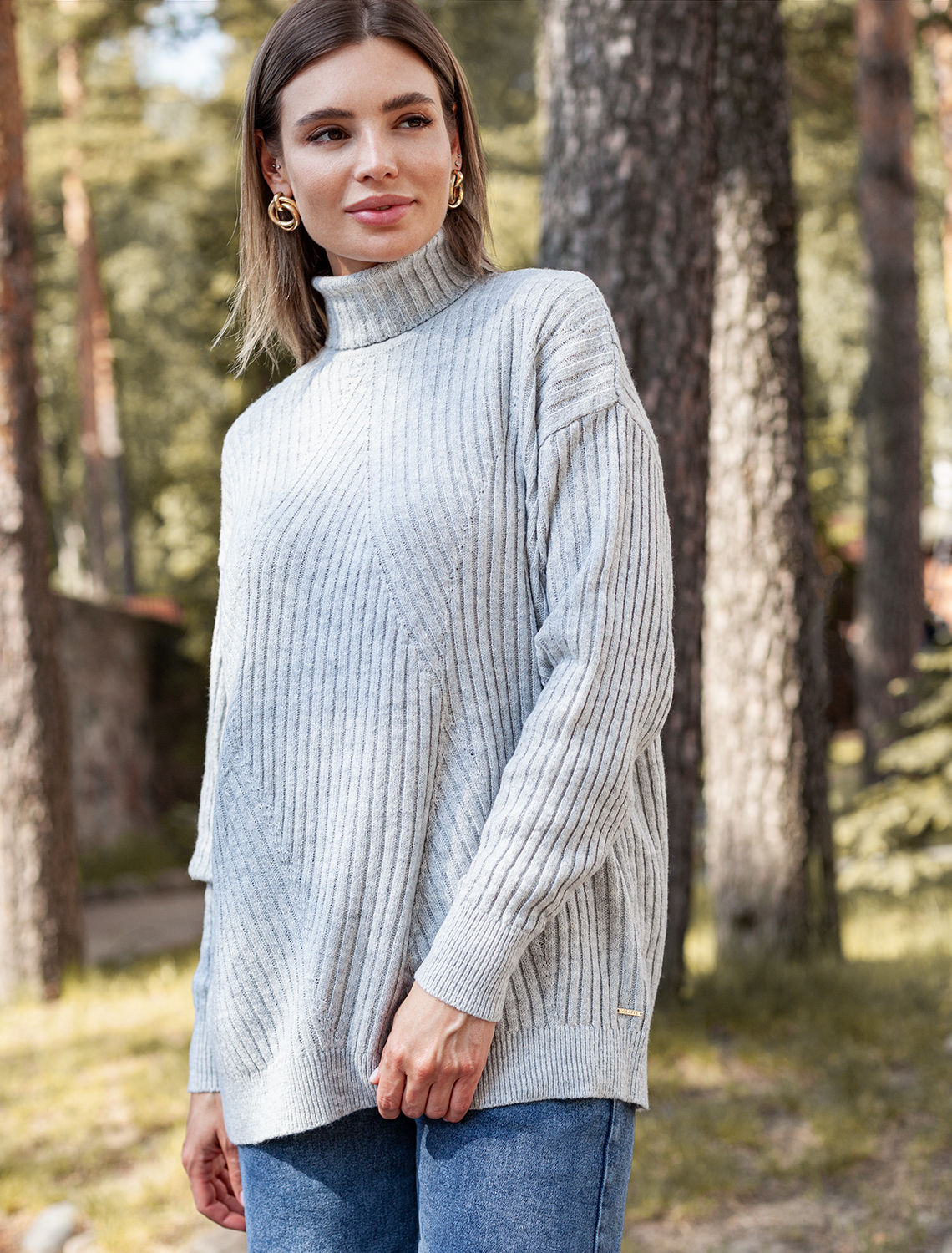 картинка Свитер женский светло-серый меланж магазин Одежда+ являющийся официальным дистрибьютором в России 