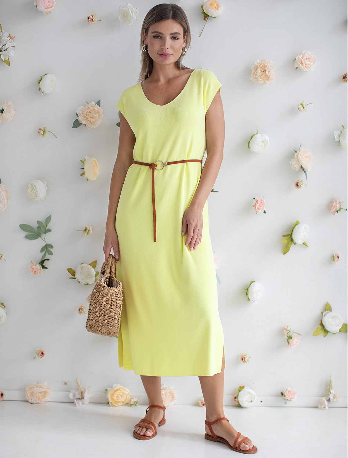 картинка Платье вязаное женское лимонный от магазина Одежда+
