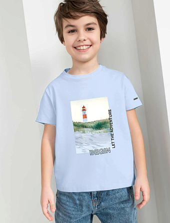 картинка Футболка для мальчика голубой_маяк магазин Одежда+ являющийся официальным дистрибьютором в России 
