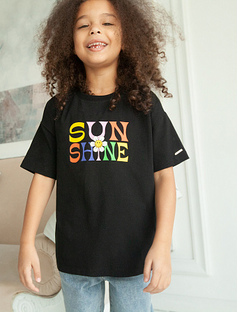картинка Футболка для девочки черный_sun_shine магазин Одежда+ являющийся официальным дистрибьютором в России 